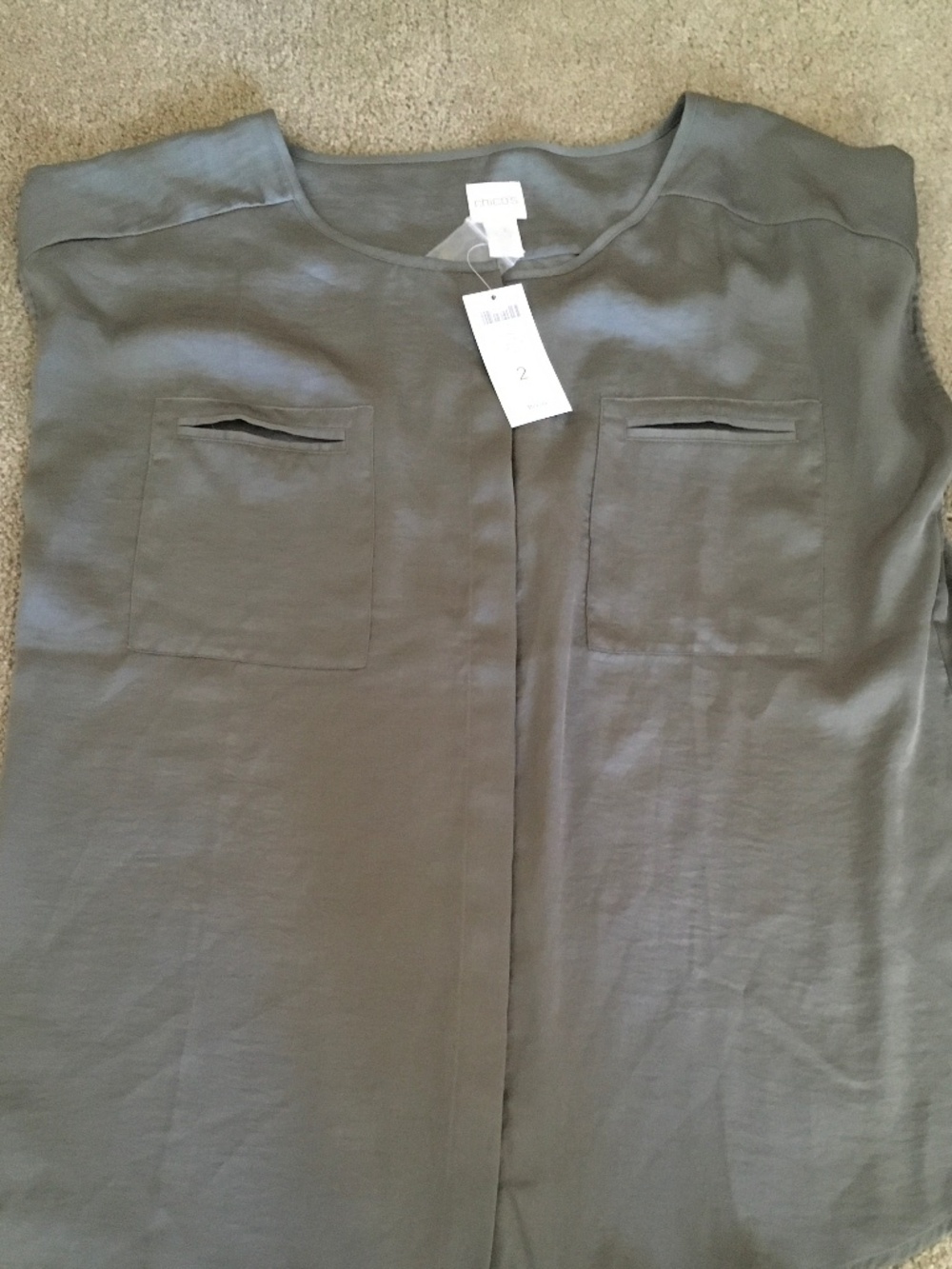 Chico’s fatigue front pocket green size 2 blouse